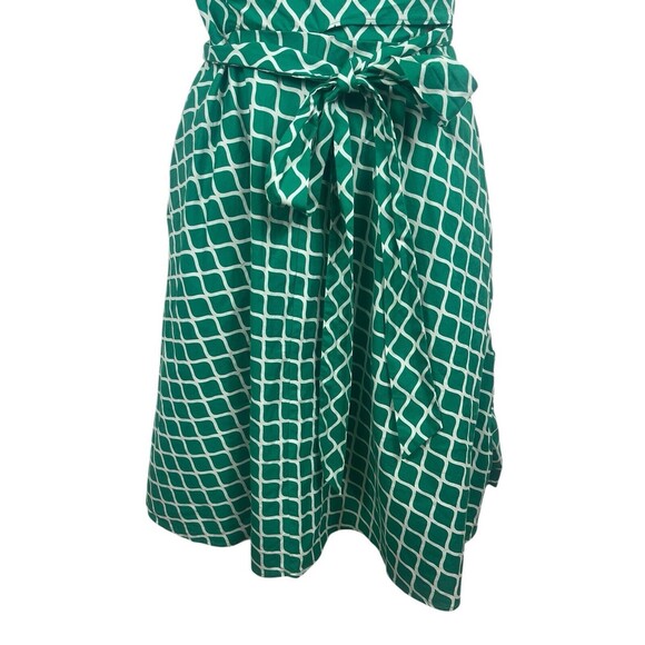 Boden Green White Geometric Lara Wrap Tea Picnic Short Sleeve Dress 8L - Picture 6 of 16